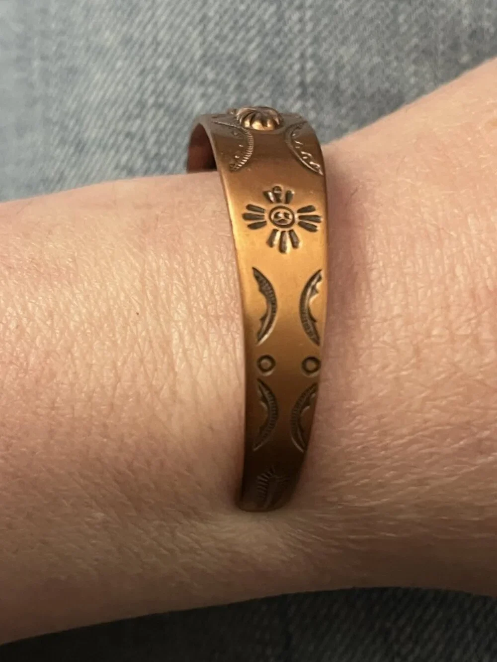 Vintage Bell Trading Post Solid Copper Cuff Bracelet Southwest